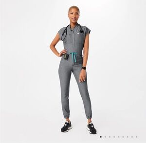 Figs Rafaela Graphite Cargo Scrub Jumpsuit